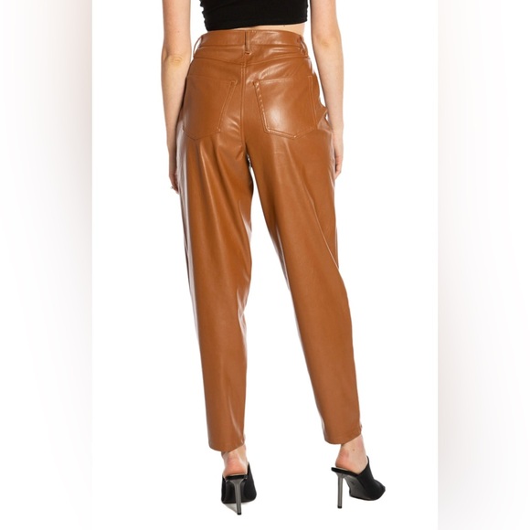 NWOT Juicy Couture Rodeo Barrel Fit High Waist Faux Leather Pants in Camel - Picture 2 of 7